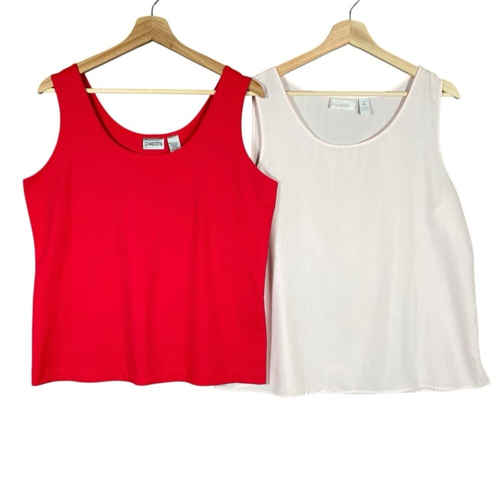 Chicos Tank Top Lot Size 2 (Large) Sleeveless Scoop Neck Shell Pink Lightweight